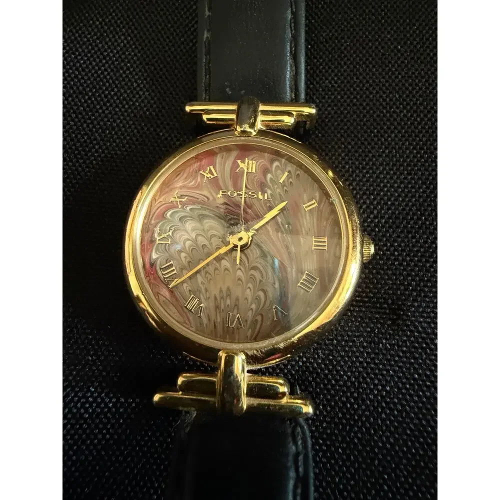 Vintage Women's Fossil Swirl Watch PC-9266 Art-Deco Prism Crystal Model from 90s